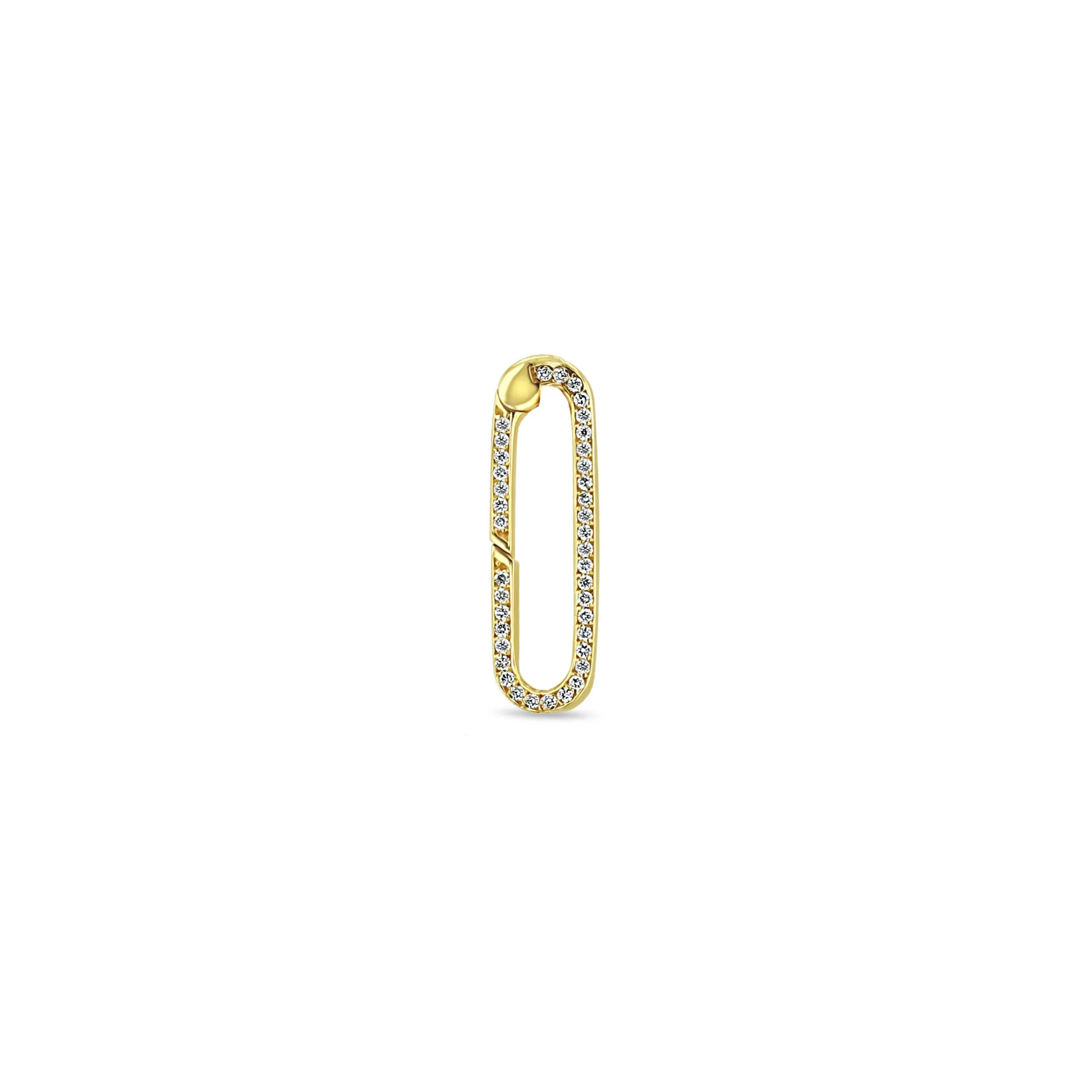 14k Gold Large Pavé Diamond Oval Push Lock Enhancer