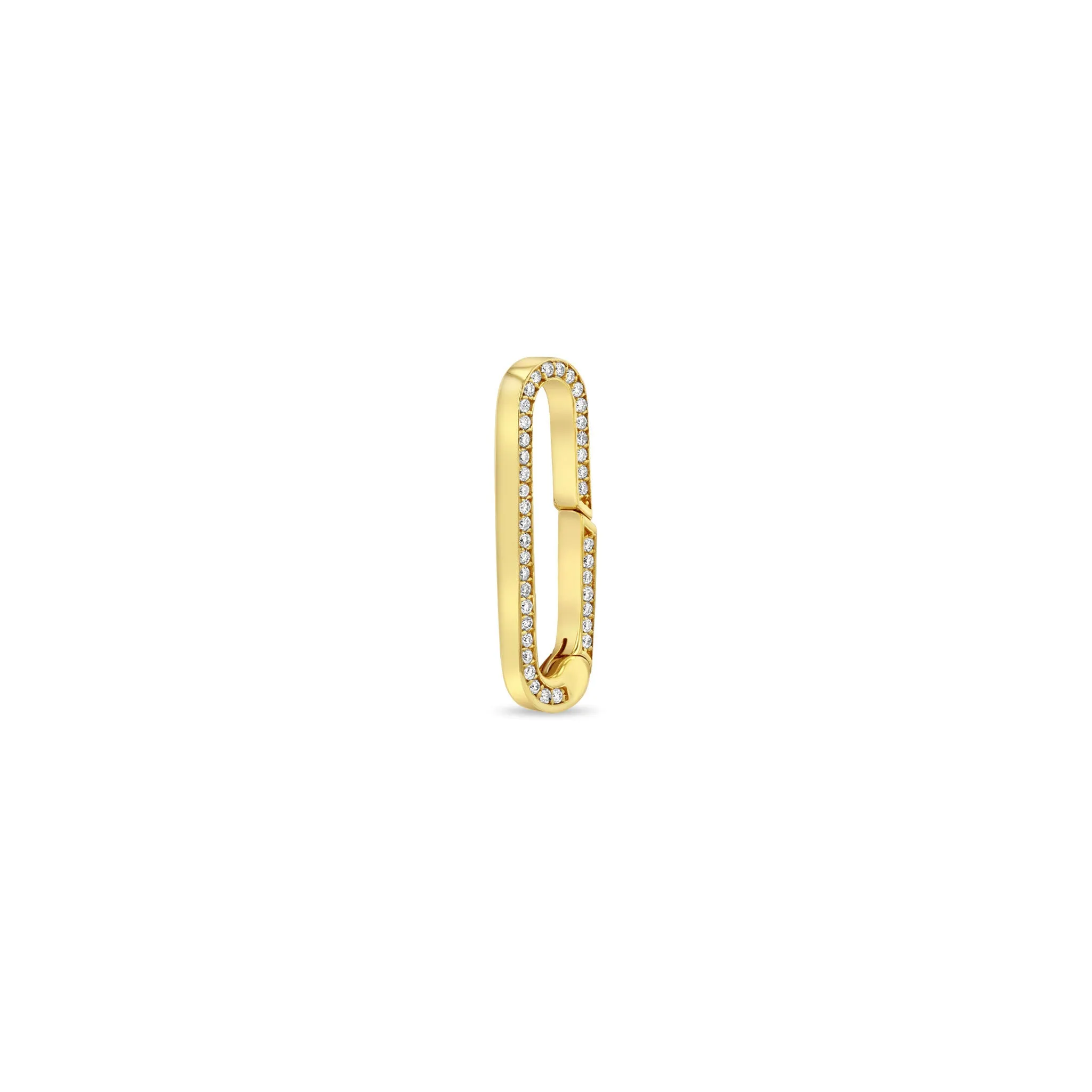 14k Gold Large Pavé Diamond Oval Push Lock Enhancer