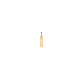 14k tiny BOSS charm pendant