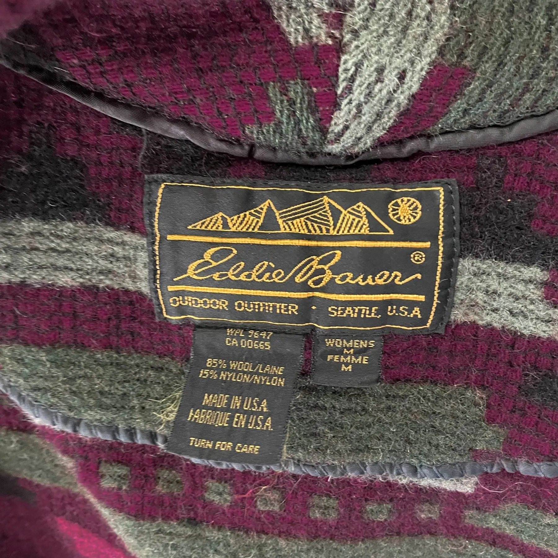 80s Eddie Bauer Southwestern Jacket, Wool Oversized Jacket M