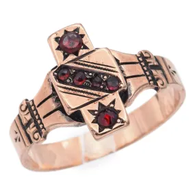 Antique 8K Yellow Gold Garnet Band Ring Size 5.75