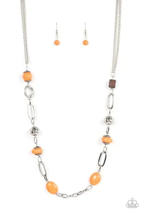 Barefoot Bohemian Orange Stone Necklace - Paparazzi Accessories