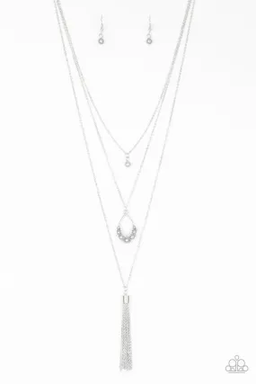 Be Fancy Silver Pearl and Tassel Necklace - Paparazzi Accessories