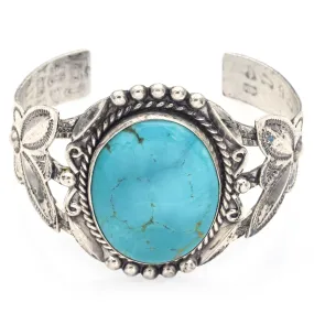 Bell Trading Vintage Harvey Era Old Pawn Sterling Silver Turquoise Cuff Bracelet