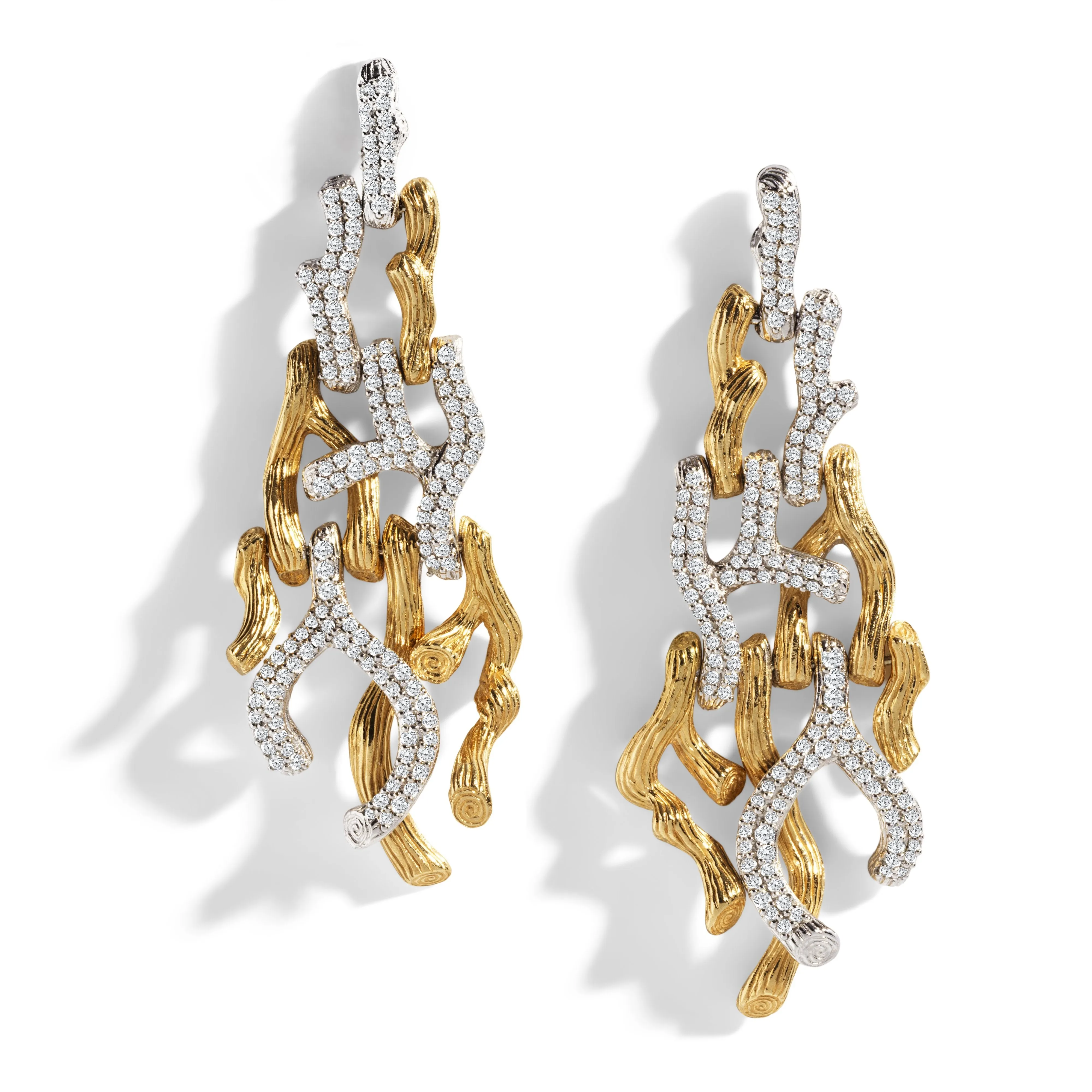 Branch Coral Chandelier Earrings with Diamonds