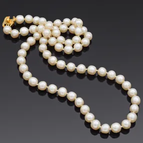 CHANEL CC Vintage Pearl Gold Plated Turnlock Long Beaded Strand Necklace 36"