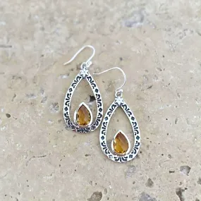 Citrine Earrings with Teardrop Gems- Uma