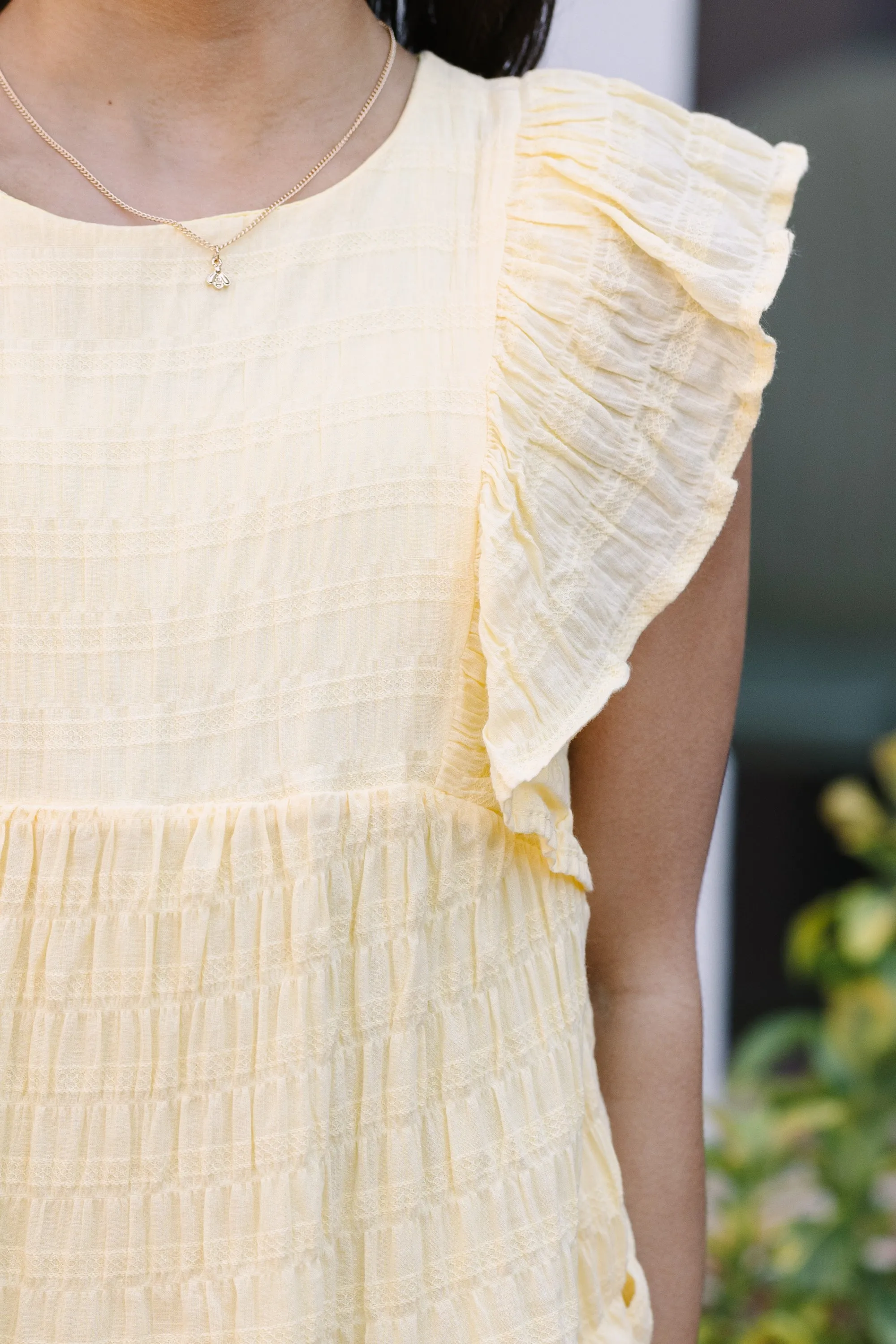 Girls: Just So Sweet Lemon Yellow Ruffled Dress