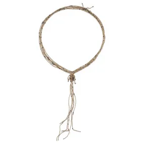 Long Braid & Tassel Pyrite Necklace