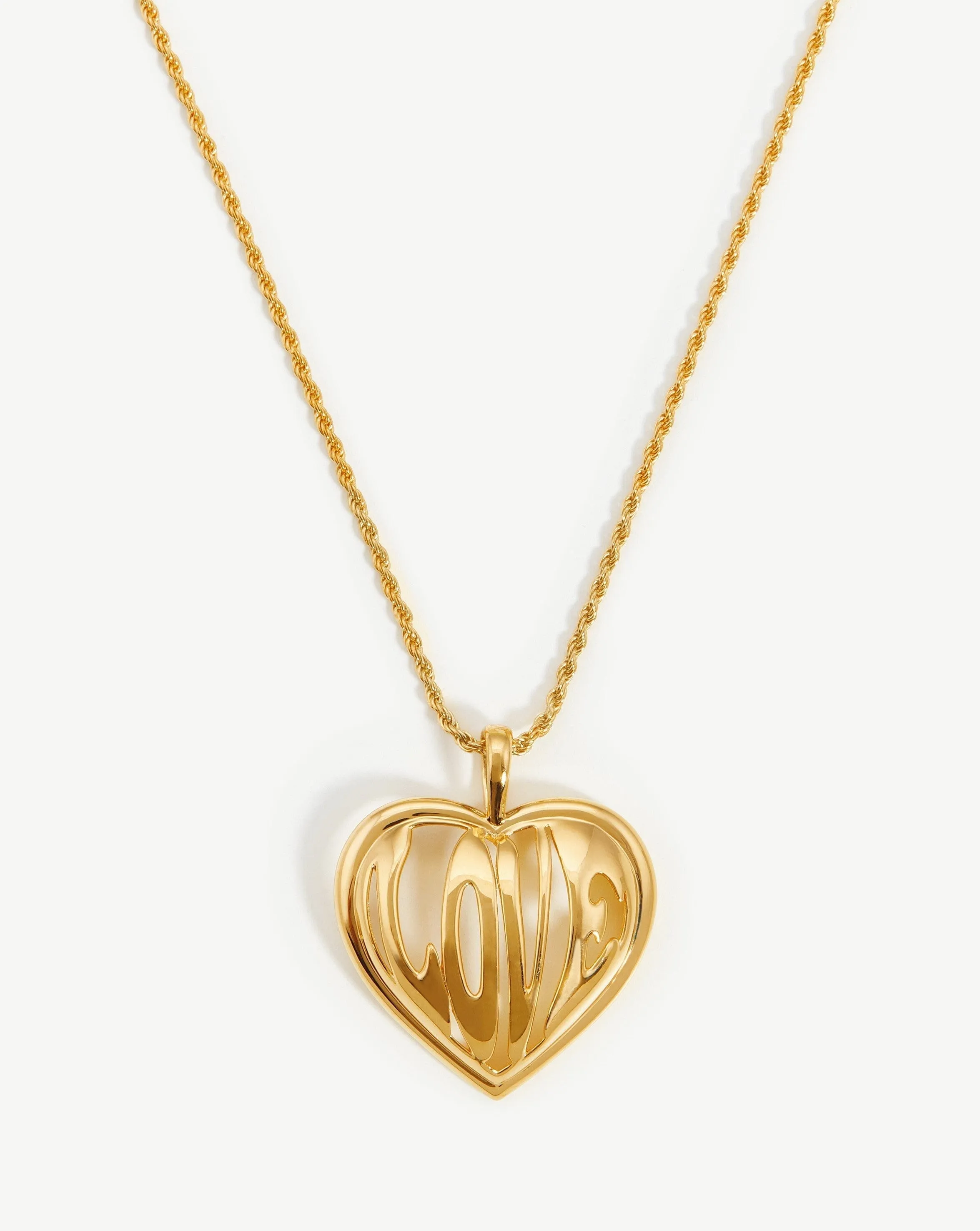 Love Heart Pendant Chain Necklace | 18ct Gold Plated Vermeil