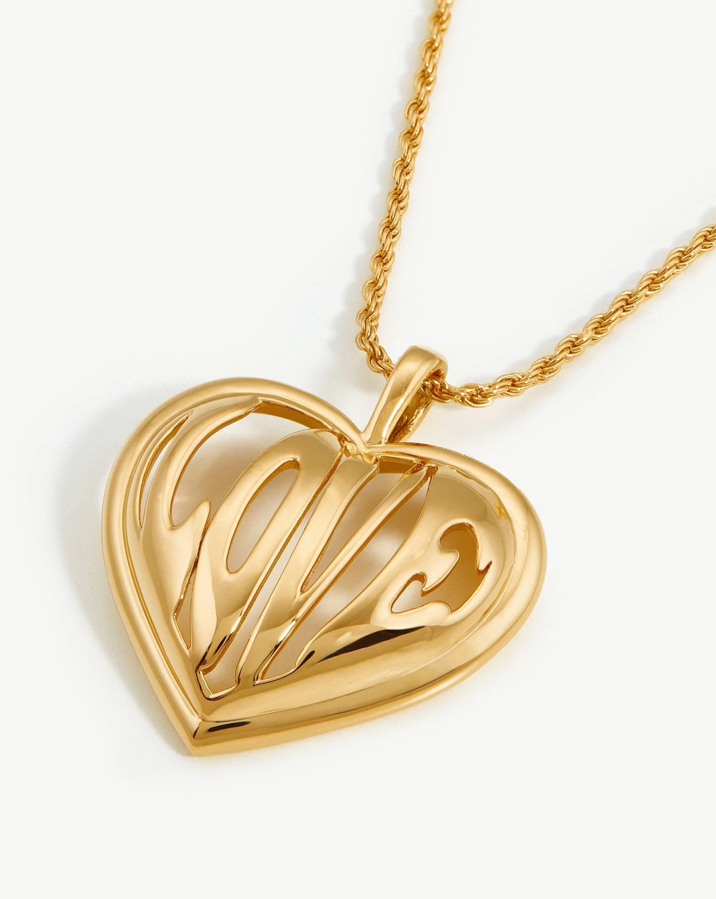 Love Heart Pendant Chain Necklace | 18ct Gold Plated Vermeil