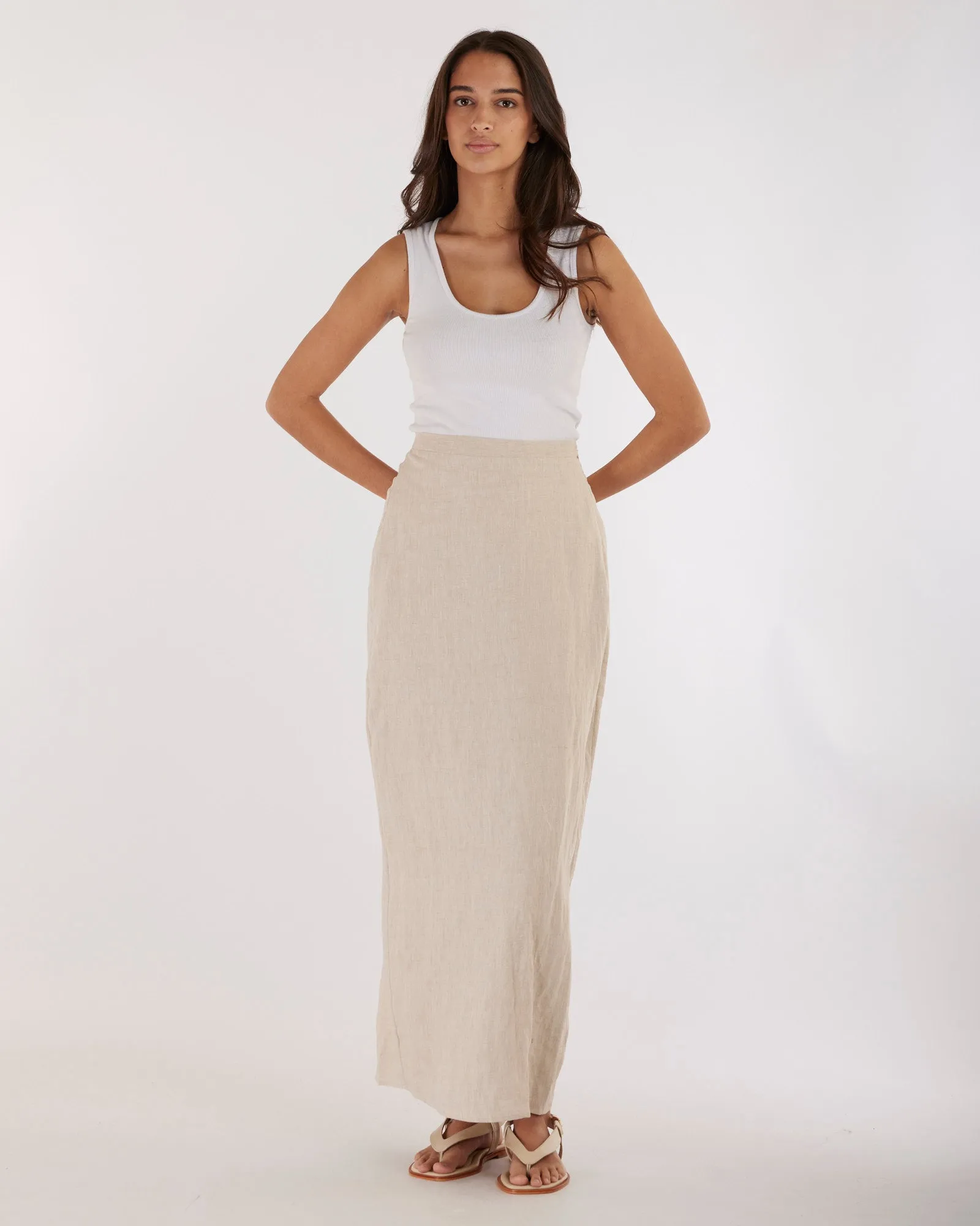 Mabel Linen Skirt - Natural