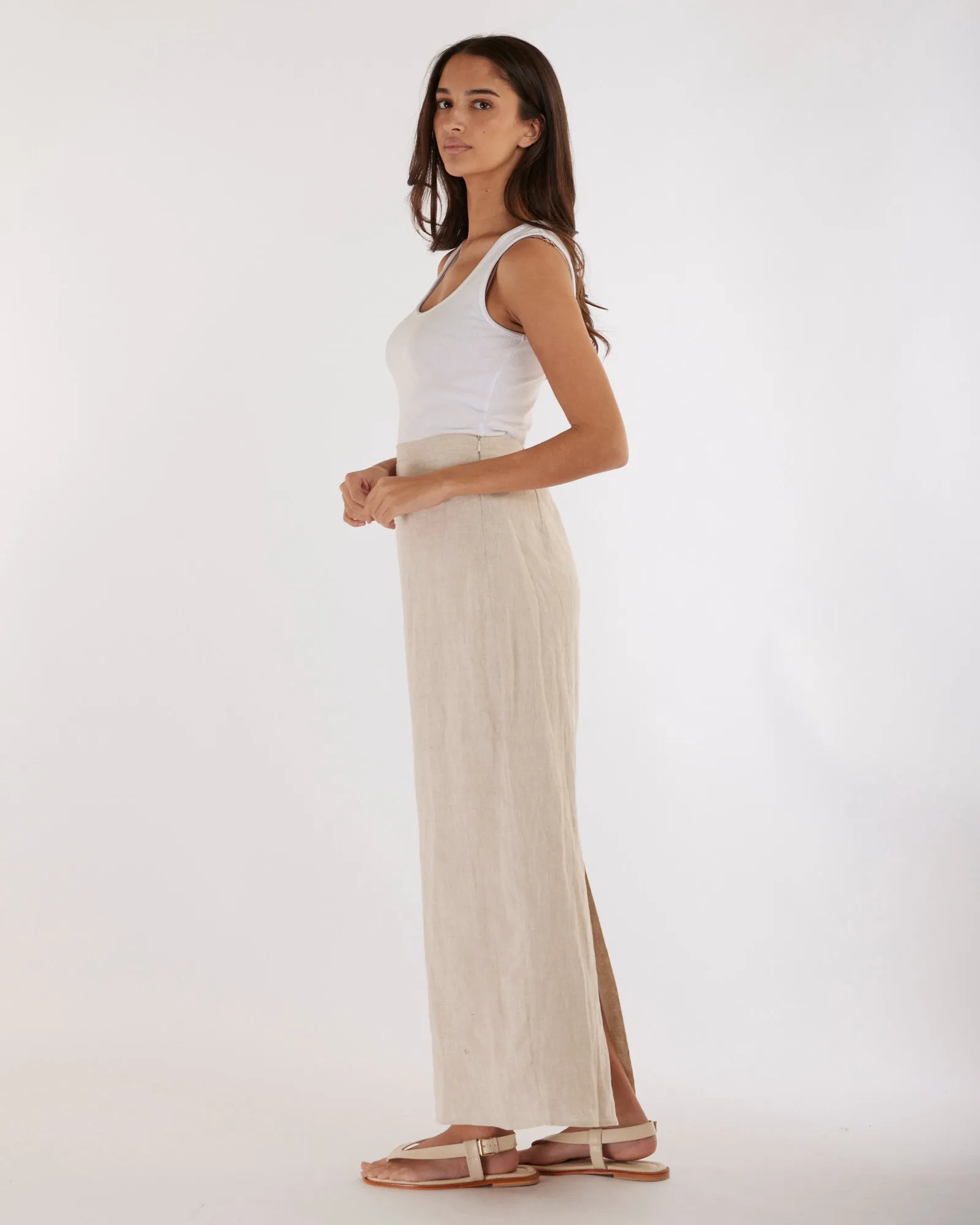 Mabel Linen Skirt - Natural