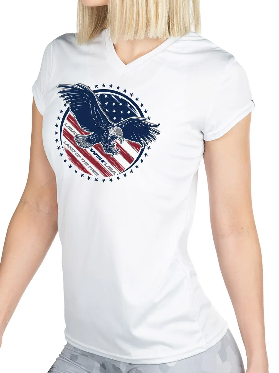 NEW! Women's Land of the Free Microtech T-shirts by WSI Made in USA 704WLSSWL