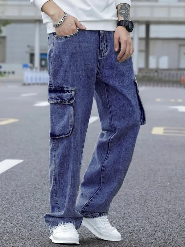 Original Blue Wash Baggy Fit Cargo Men Jeans