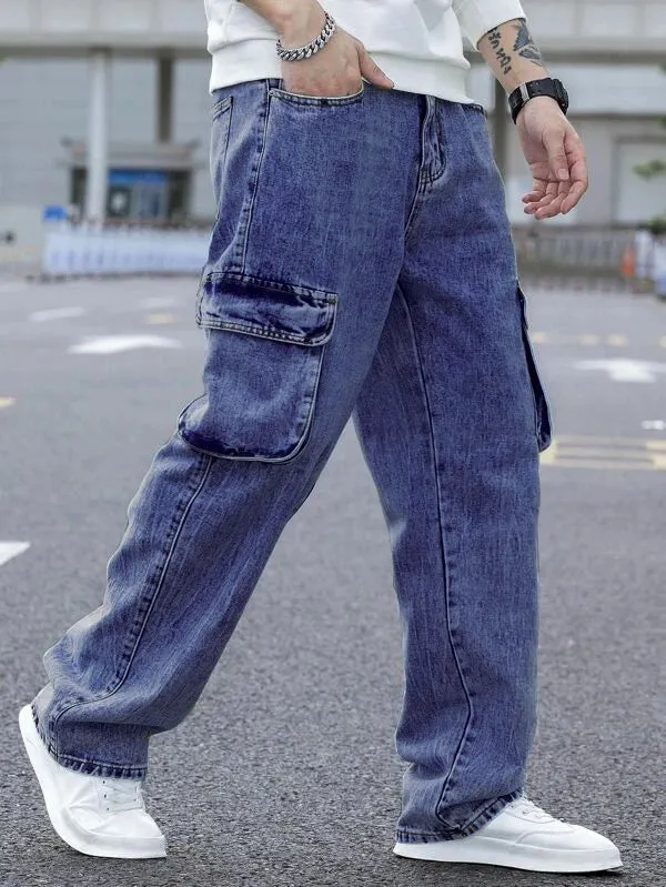 Original Blue Wash Baggy Fit Cargo Men Jeans