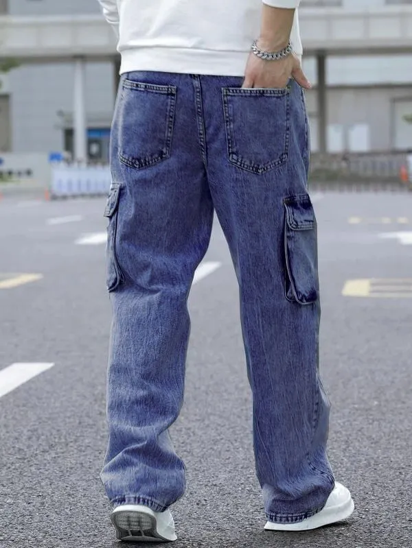 Original Blue Wash Baggy Fit Cargo Men Jeans