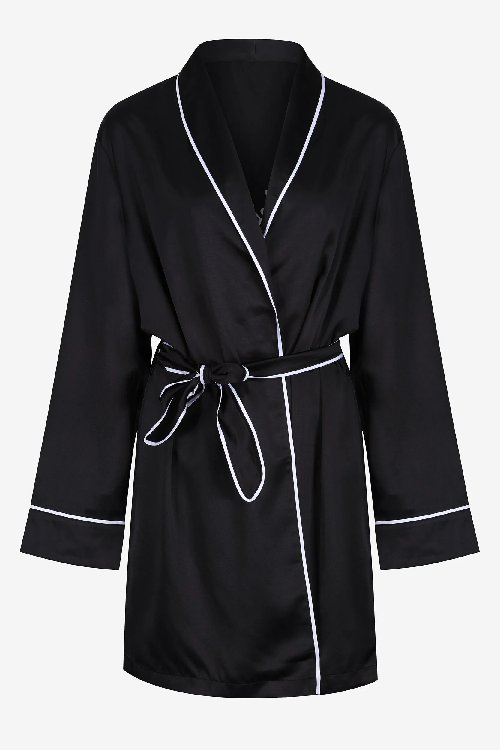 Personalised Bridal Satin Dressing Gown Robe - Black / Bridesmaid