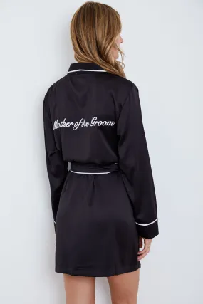 Personalised Bridal Satin Dressing Gown Robe - Black / Mother of the Groom