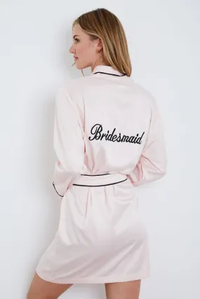 Personalised Bridal Satin Dressing Gown Robe - Pink / Bridesmaid