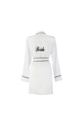 Personalised Bridal Satin Dressing Gown Robe - White / Bride