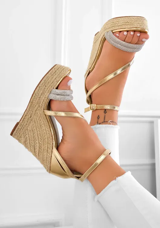 Sandalo Donna Espadrillas Gioiello Monocolore Zeppa Ecopelle Punta Tonda