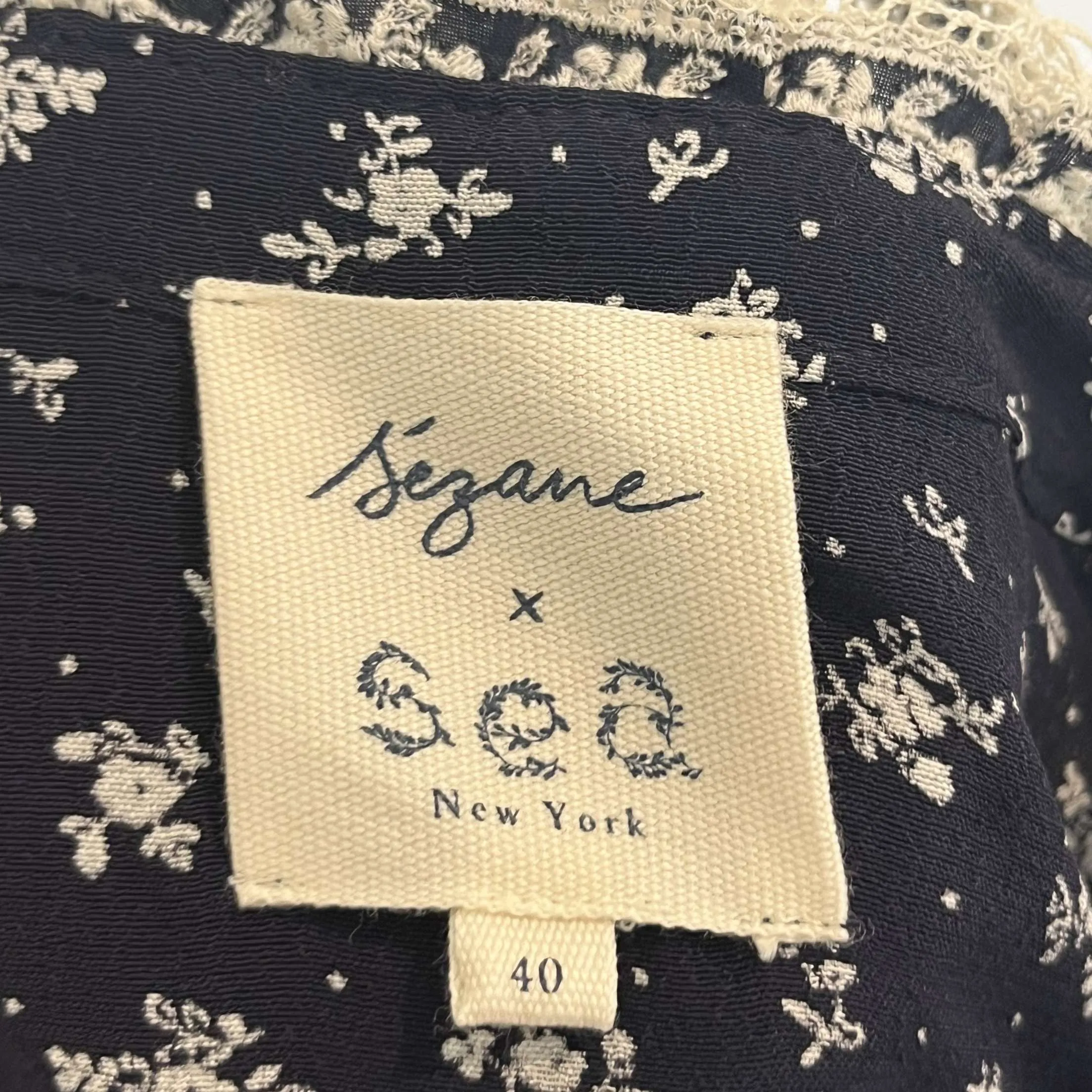 Sezane x Sea New York Navy Floral Blouse M