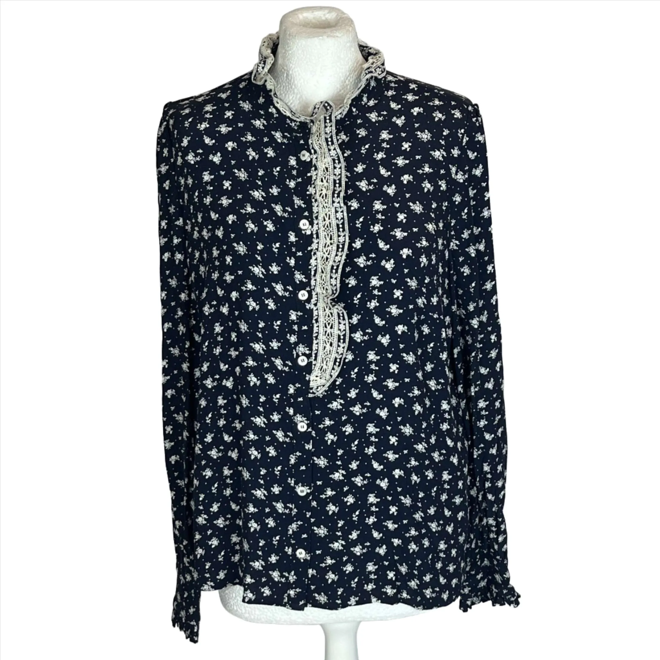 Sezane x Sea New York Navy Floral Blouse M