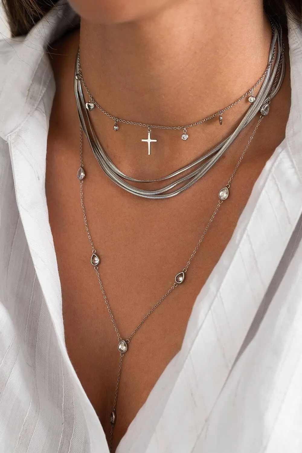 Sleek Multi-Layer Necklace Silver