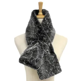 Snake Skin Patterned Faux Fur Pull Through Scarf