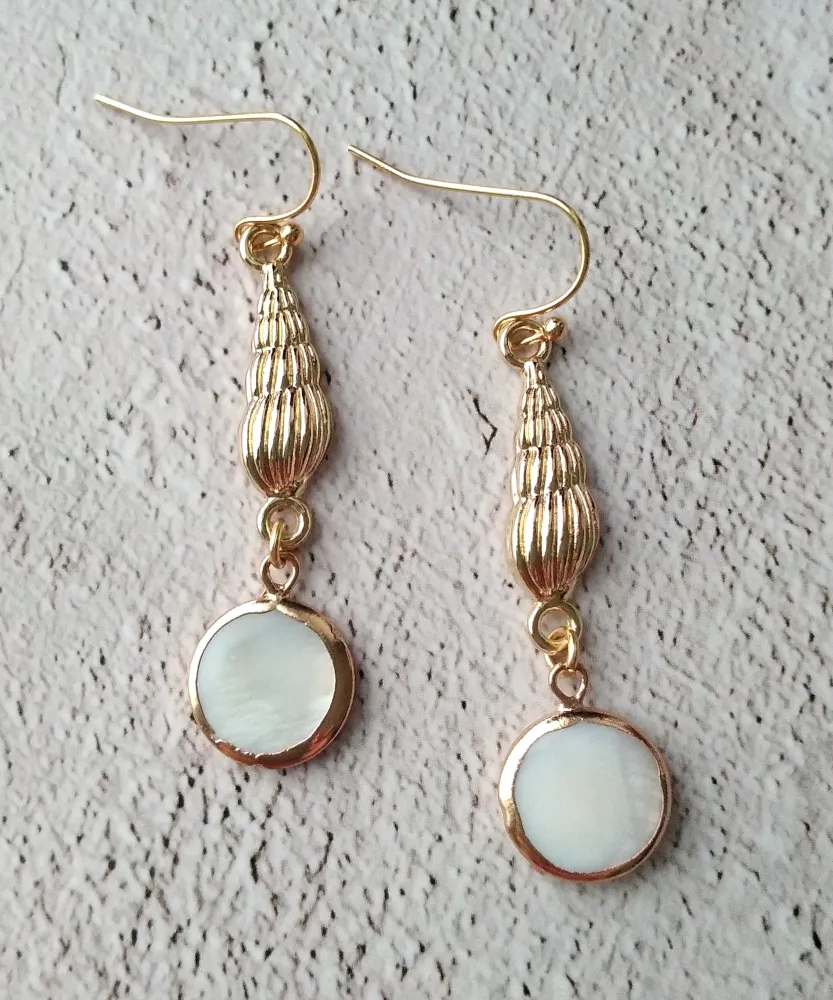 Spiral Shell Single Gem Drop Earrings