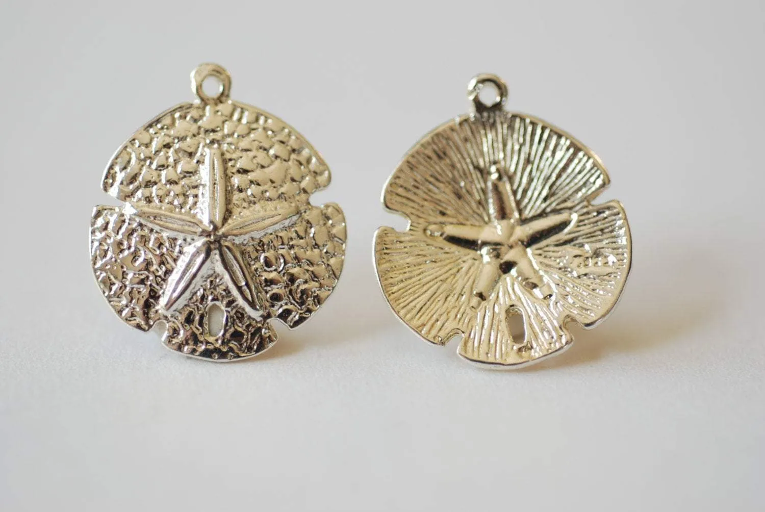 Sterling Silver Wholesale Sand Dollar Charm- 925 Silver Starfish Sand Dollar, Nautical Beach themed Charms  Charms, 134