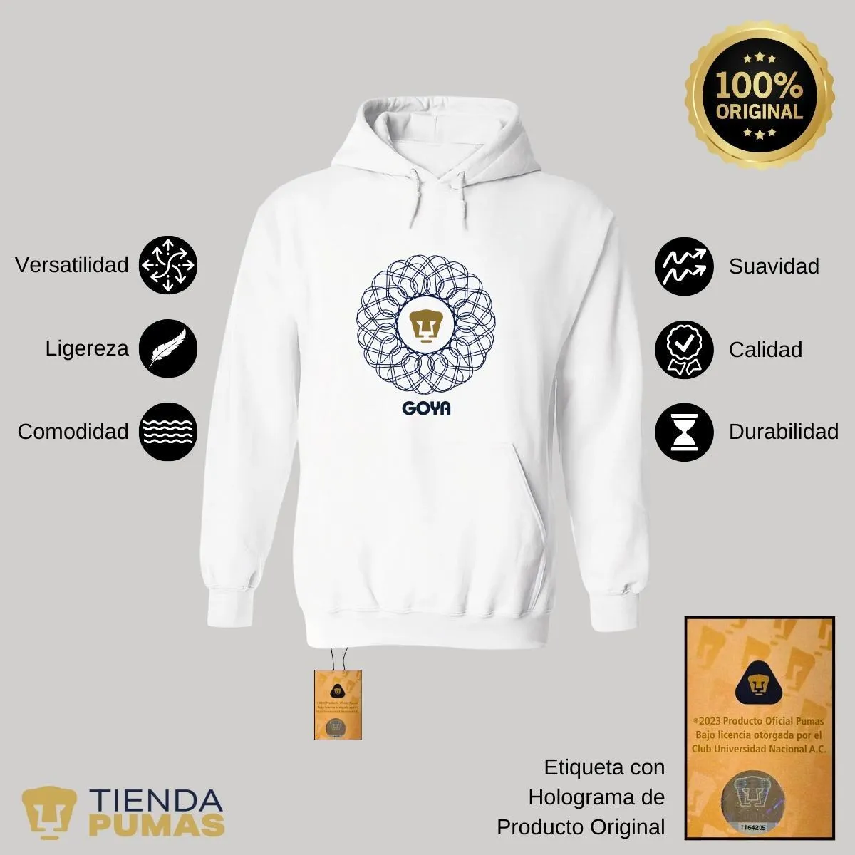 Sudadera Hombre Hoodie  Pumas UNAM Goya mandala