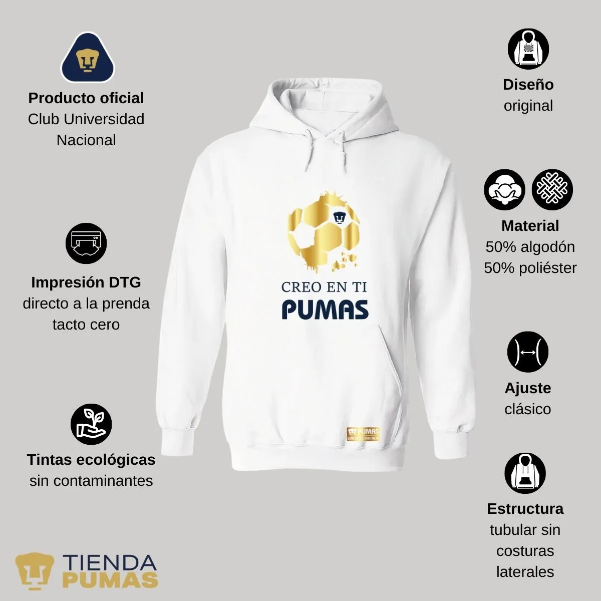 Sudadera para Hombre Hoodie Pumas UNAM Ed Limitada 2 Creo en ti