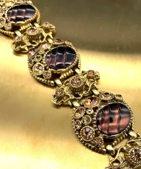 【USA輸入】ヴィンテージ SELRO ブロンズ トパーズ ビジュー ブレスレット/VINTAGE SELRO BRONZE TOPAZ BIJOU Bracelet