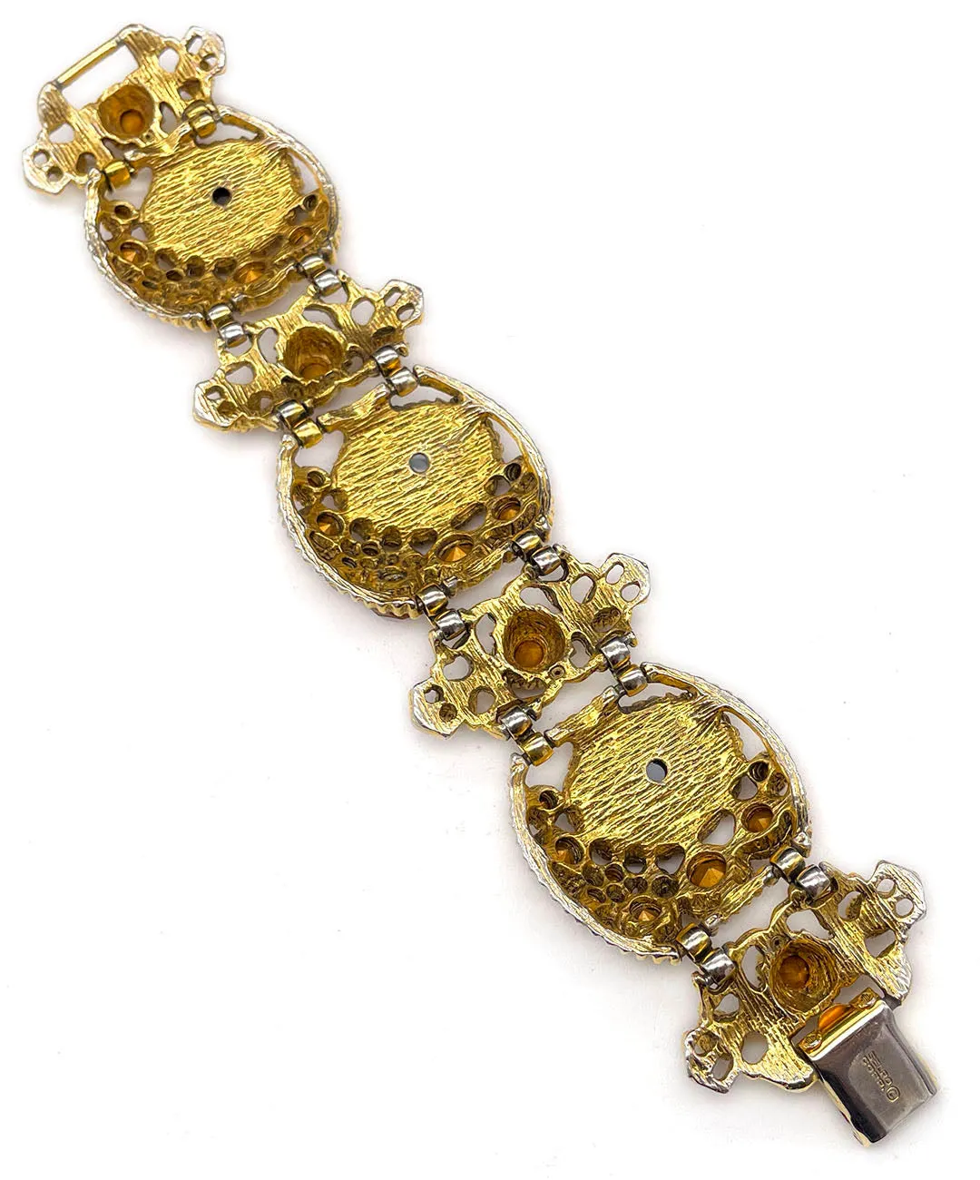 【USA輸入】ヴィンテージ SELRO ブロンズ トパーズ ビジュー ブレスレット/VINTAGE SELRO BRONZE TOPAZ BIJOU Bracelet