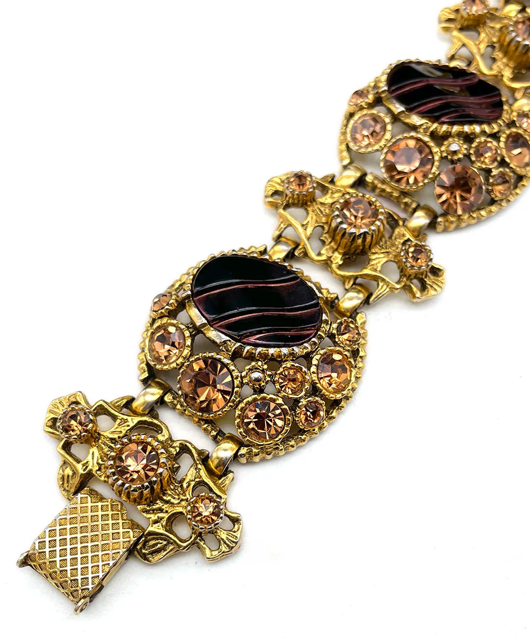 【USA輸入】ヴィンテージ SELRO ブロンズ トパーズ ビジュー ブレスレット/VINTAGE SELRO BRONZE TOPAZ BIJOU Bracelet