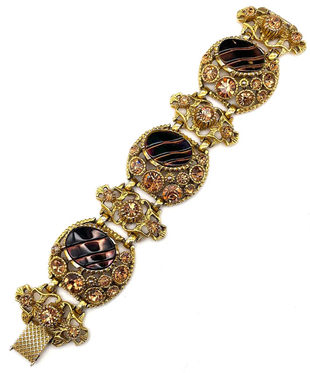 【USA輸入】ヴィンテージ SELRO ブロンズ トパーズ ビジュー ブレスレット/VINTAGE SELRO BRONZE TOPAZ BIJOU Bracelet