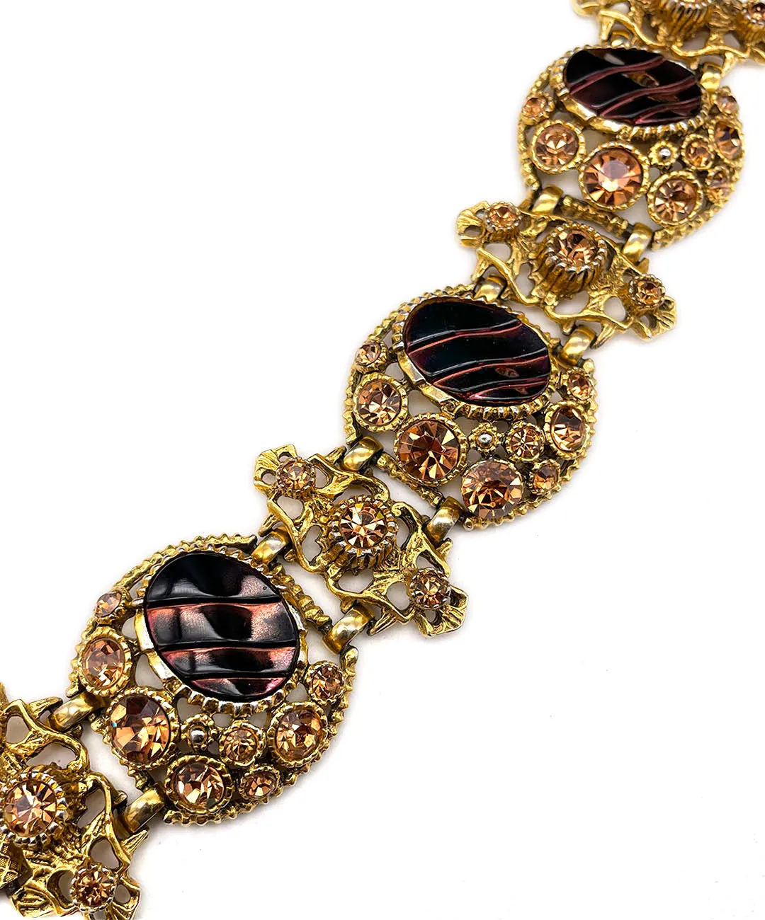 【USA輸入】ヴィンテージ SELRO ブロンズ トパーズ ビジュー ブレスレット/VINTAGE SELRO BRONZE TOPAZ BIJOU Bracelet