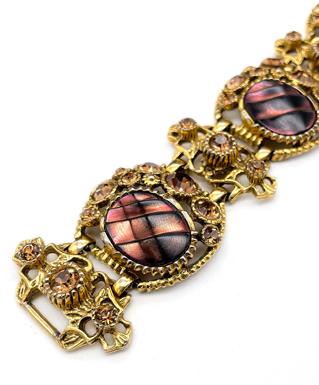 【USA輸入】ヴィンテージ SELRO ブロンズ トパーズ ビジュー ブレスレット/VINTAGE SELRO BRONZE TOPAZ BIJOU Bracelet