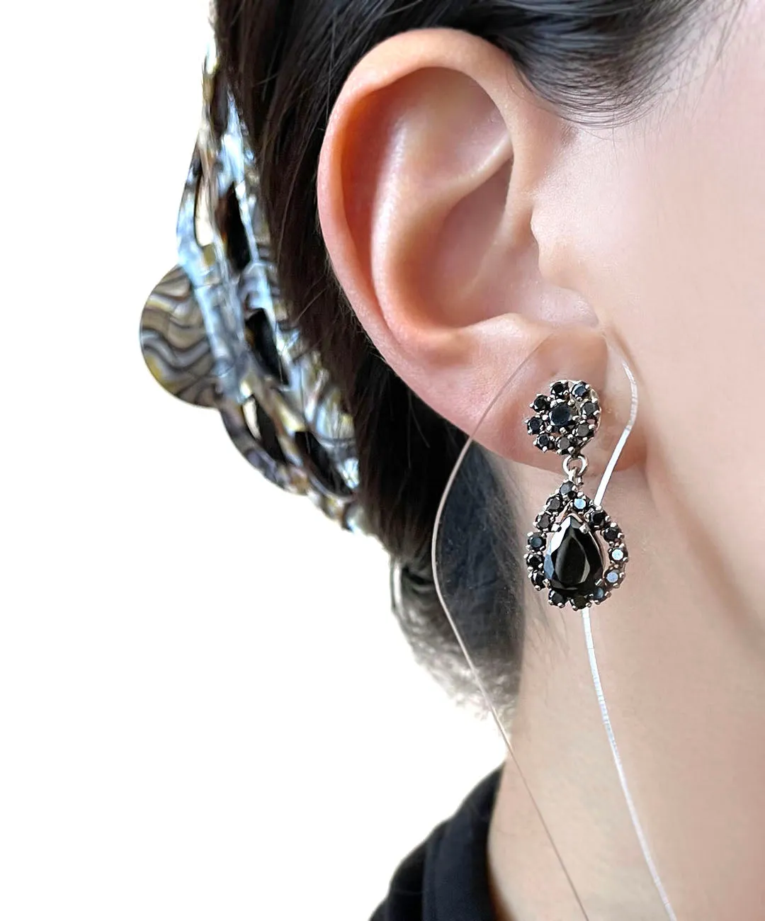 【USA輸入】ヴィンテージ ブラック ビジュー ピアス/Vintage Black Bijou Post Earrings