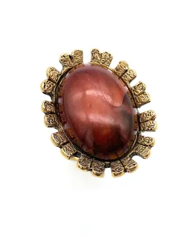 【USA輸入】ヴィンテージ マロンブラウン カボション リング/Vintage Chestnut Cabochon Ring