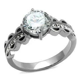 WildKlass Stainless Steel Ring High Polished Women AAA Grade CZ Clear