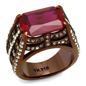 WildKlass Stainless Steel Ring IP Coffee Light Women Synthetic Garnet