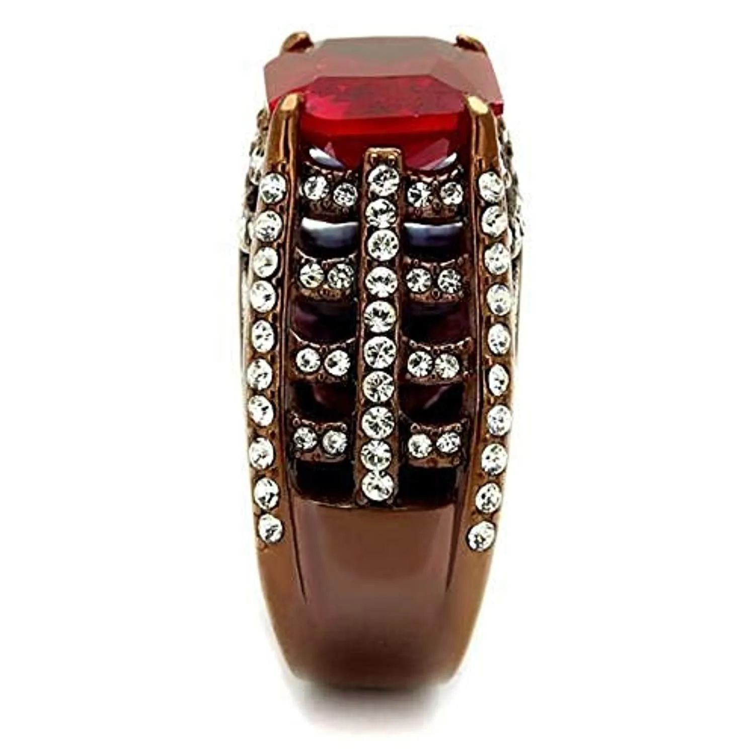 WildKlass Stainless Steel Ring IP Coffee Light Women Synthetic Garnet