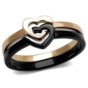 WildKlass Stainless Steel Ring IP Rose Gold  IP Black Women