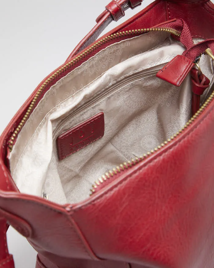 Woman's Red leather Bucket Bag