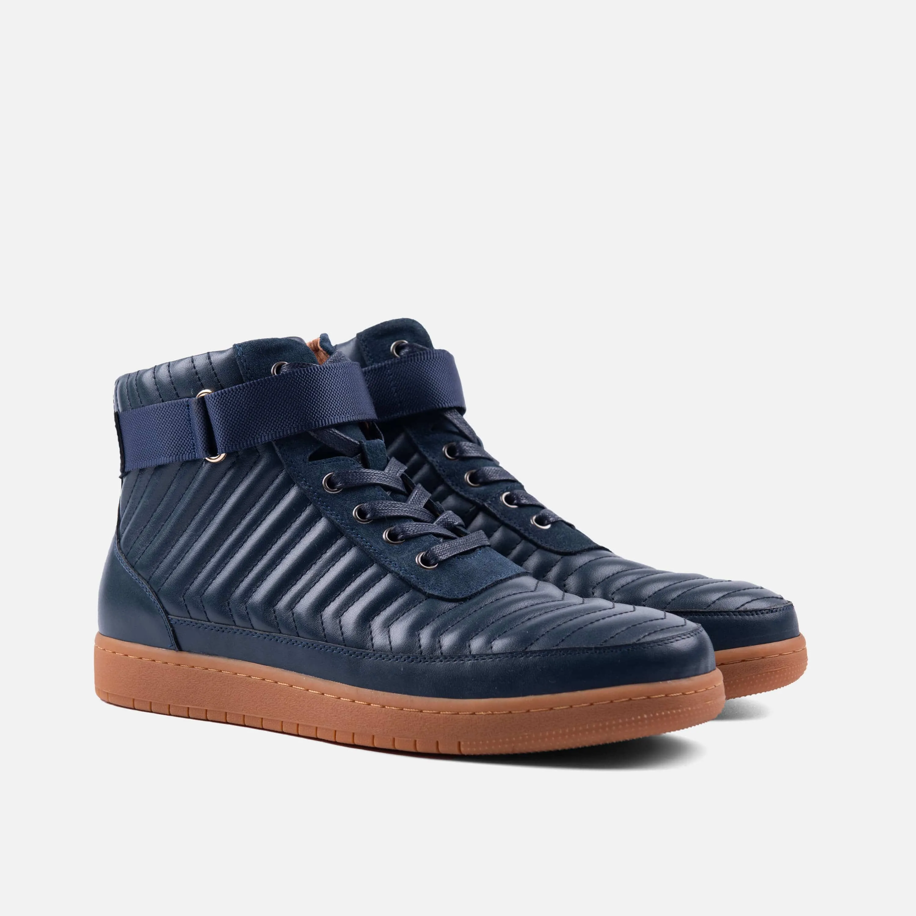 Yesler Midnight Blue Leather High Top Sneakers