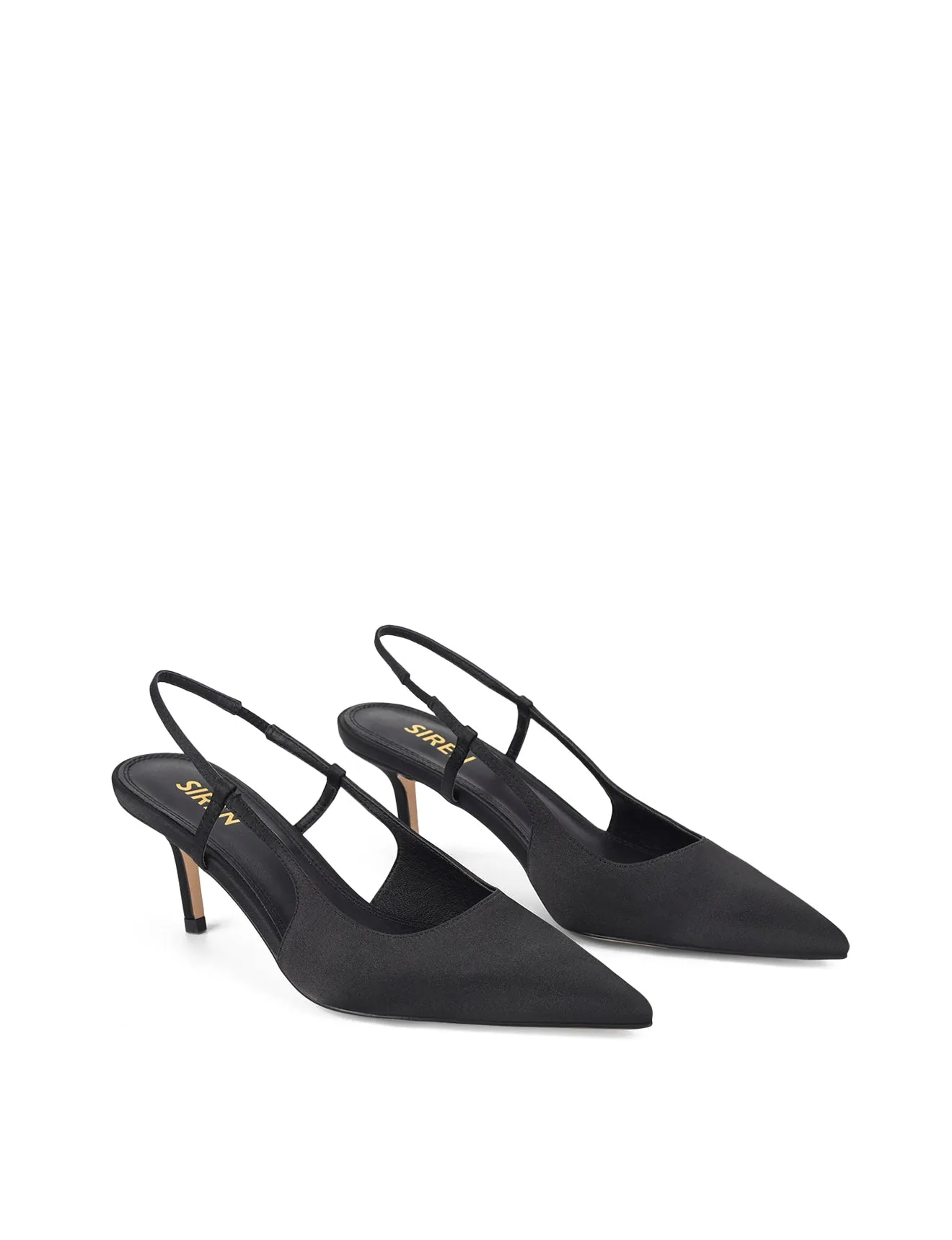 Yohana Heeled Slingback - Black Satin