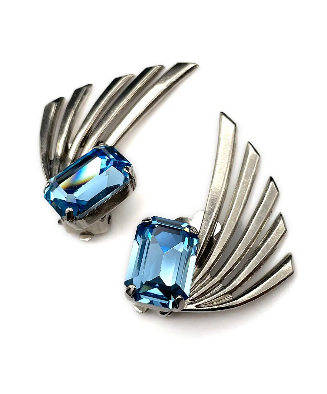 【ドイツ買付】ヴィンテージ SEIBOTH アクアブルー ウィング イヤリング/Vintage SEIBOTH Blue Wing Clip On Earrings